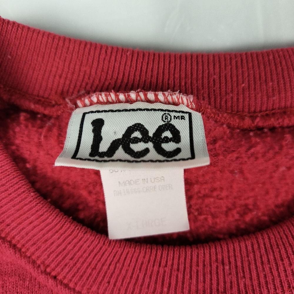 Vintage 80s sweatshirt Lee big bad wolf teletrend 1987 trust me XL Red USA Made - Picture 4 of 16